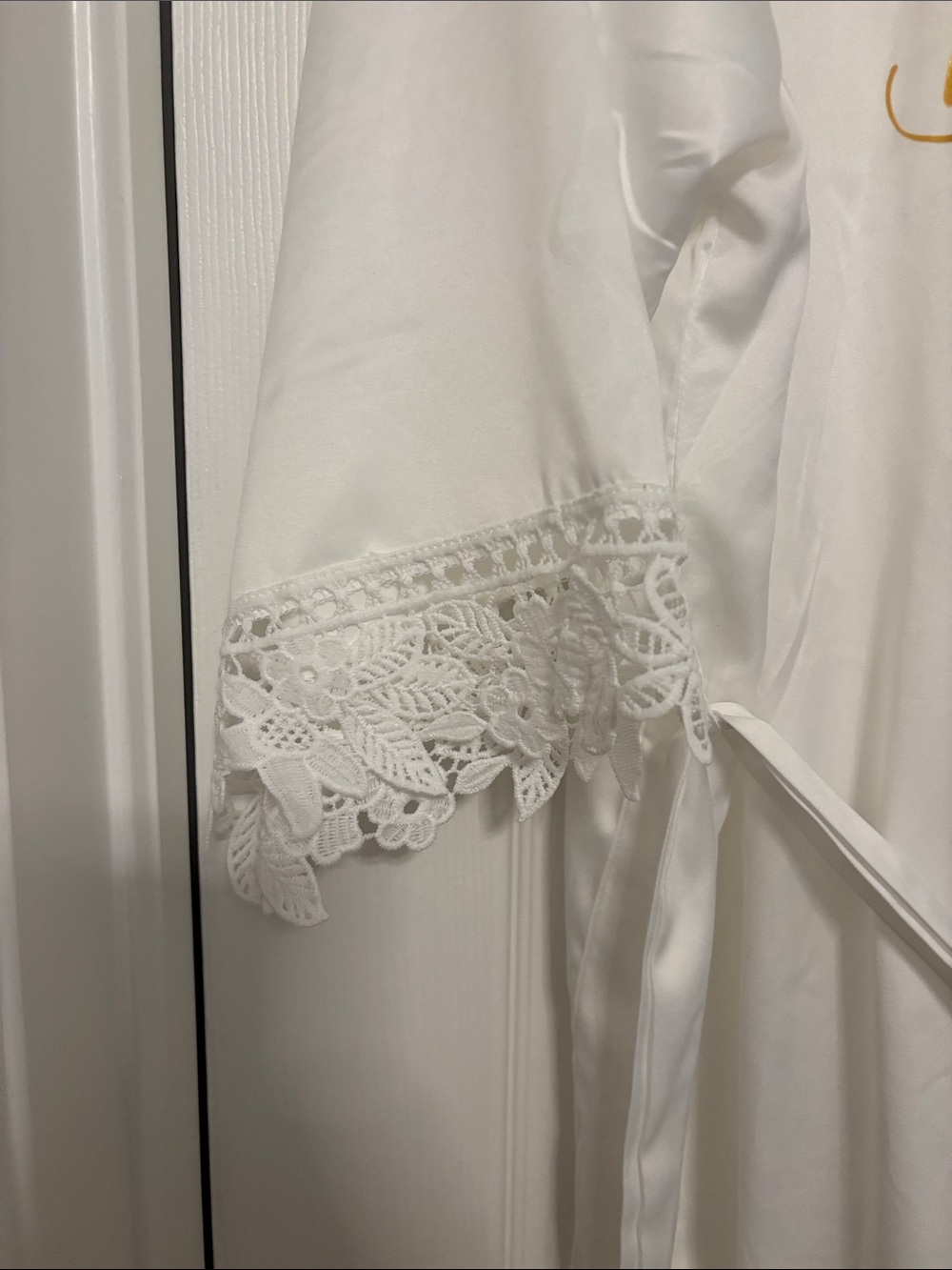 Bride Satin Robe with Gold Script - Picture 3 of 8